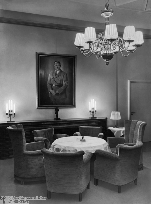 The Lounge at the German Press Club, Berlin, with a Portrait of Hitler on the Wall (1935)